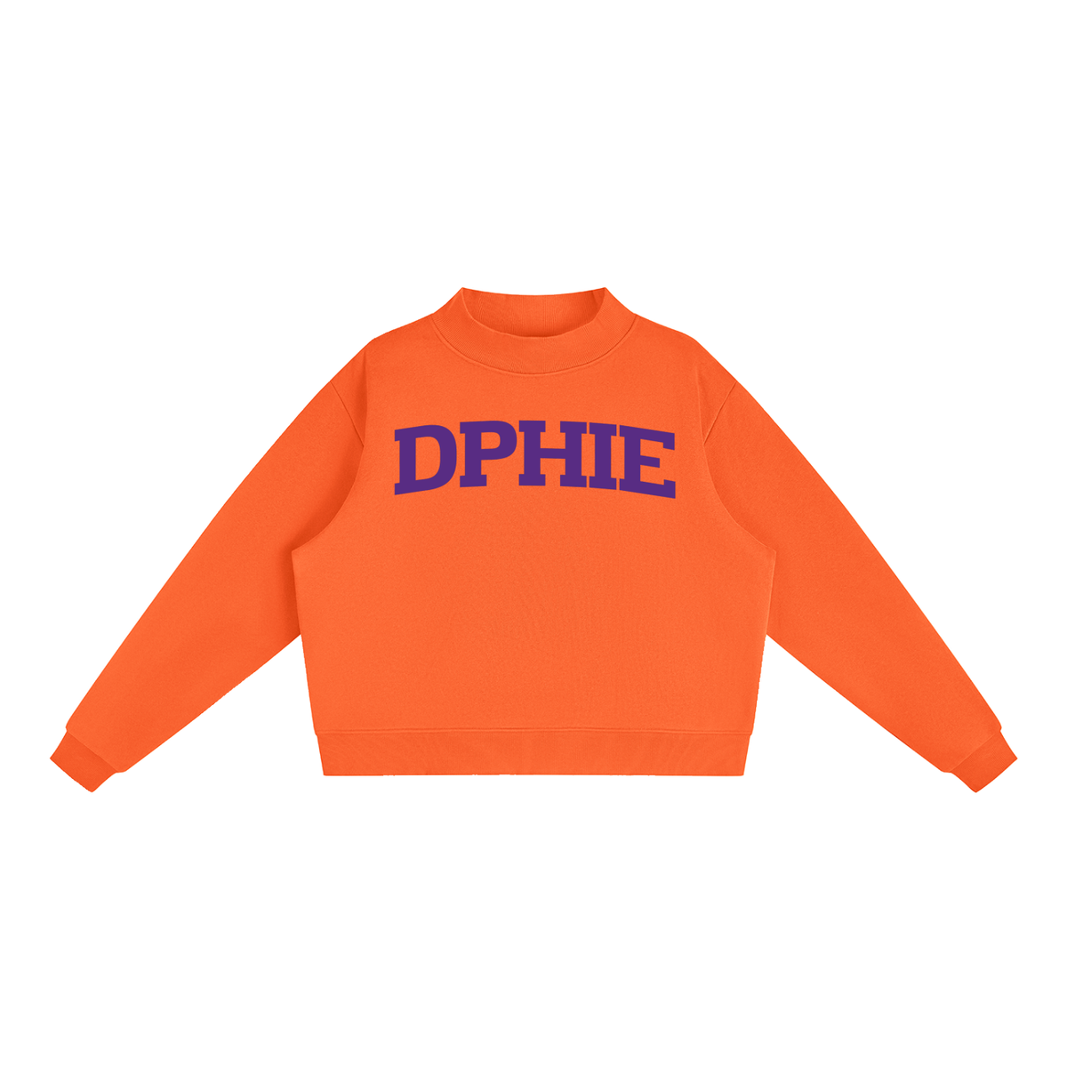 Delta Phi Epsilon Purple Letters Mock Neck Sweatshirt