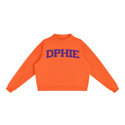 Delta Phi Epsilon Purple Letters Mock Neck Sweatshirt