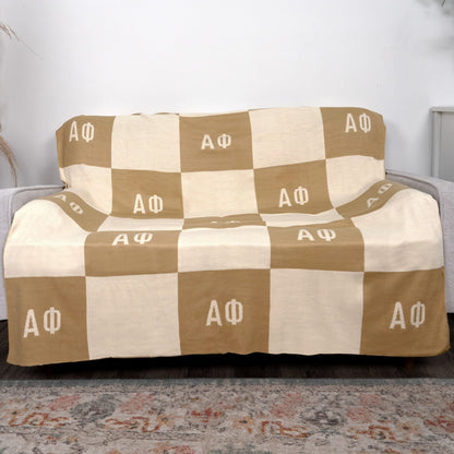 Alpha Phi Knit Checkered Blanket - Ivy Society
