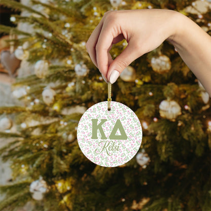 Kappa Delta Flower Personalized Glass Ornament