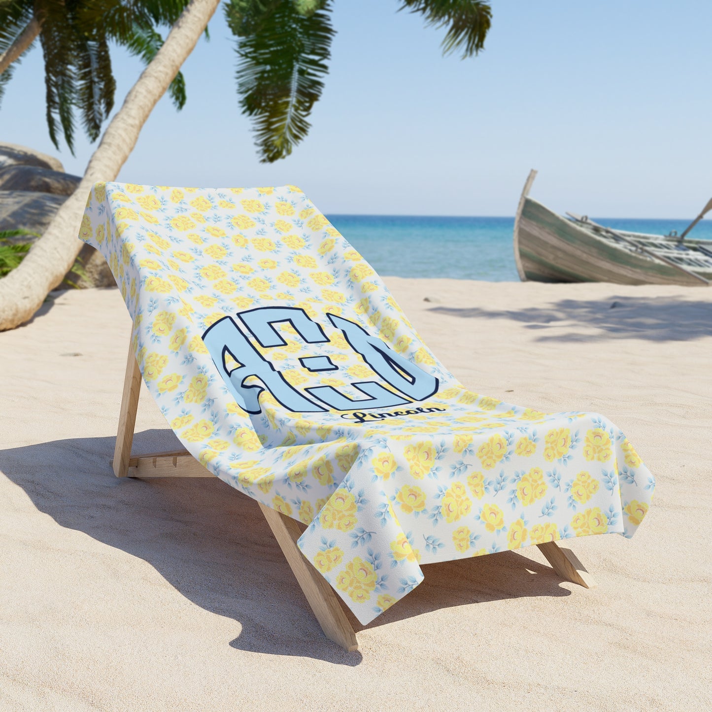 Alpha Xi Delta Personalized Flower Beach Towel - Ivy Society