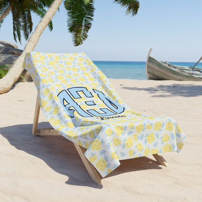 Alpha Xi Delta Personalized Flower Beach Towel - Ivy Society