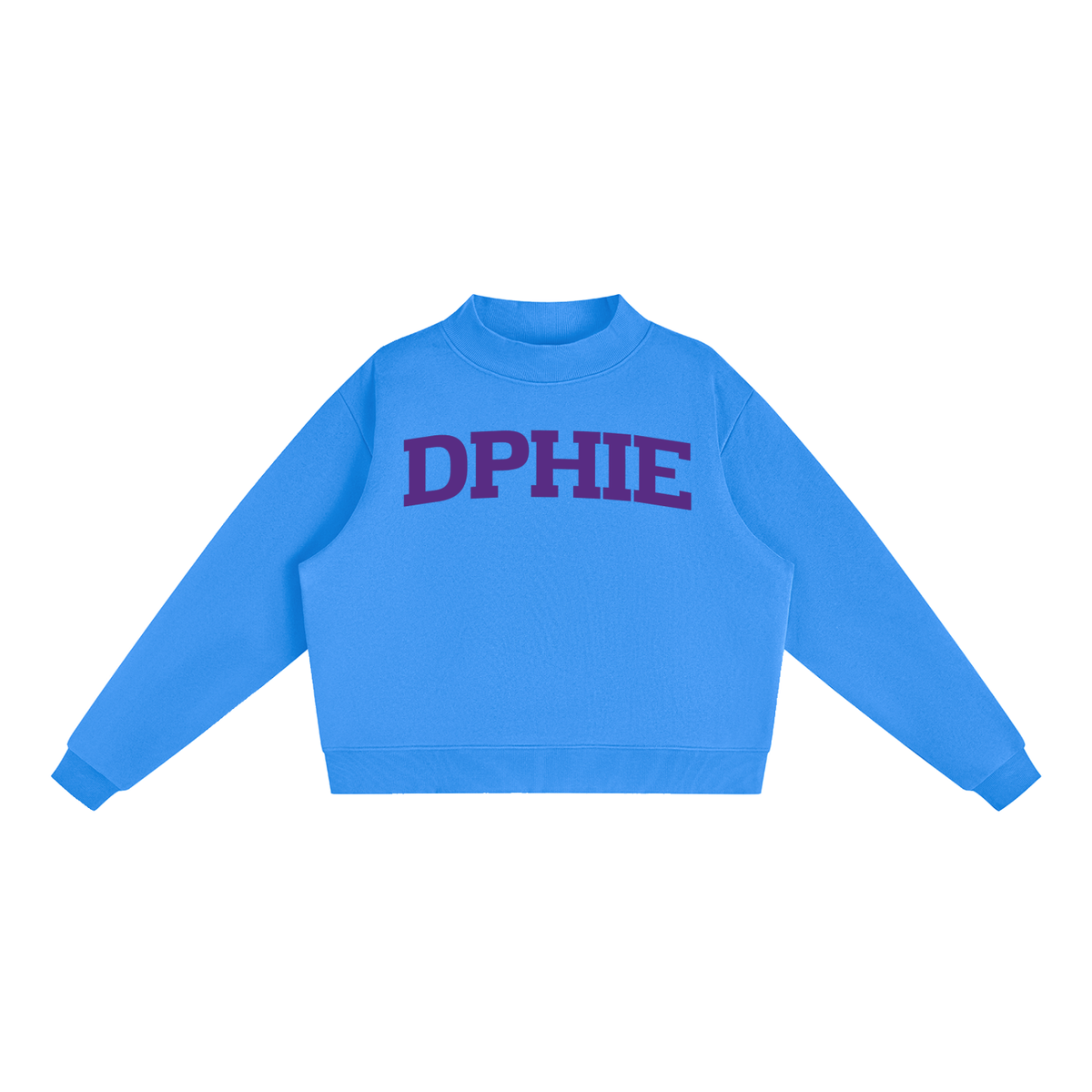 Delta Phi Epsilon Purple Letters Mock Neck Sweatshirt