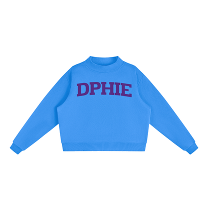 Delta Phi Epsilon Purple Letters Mock Neck Sweatshirt