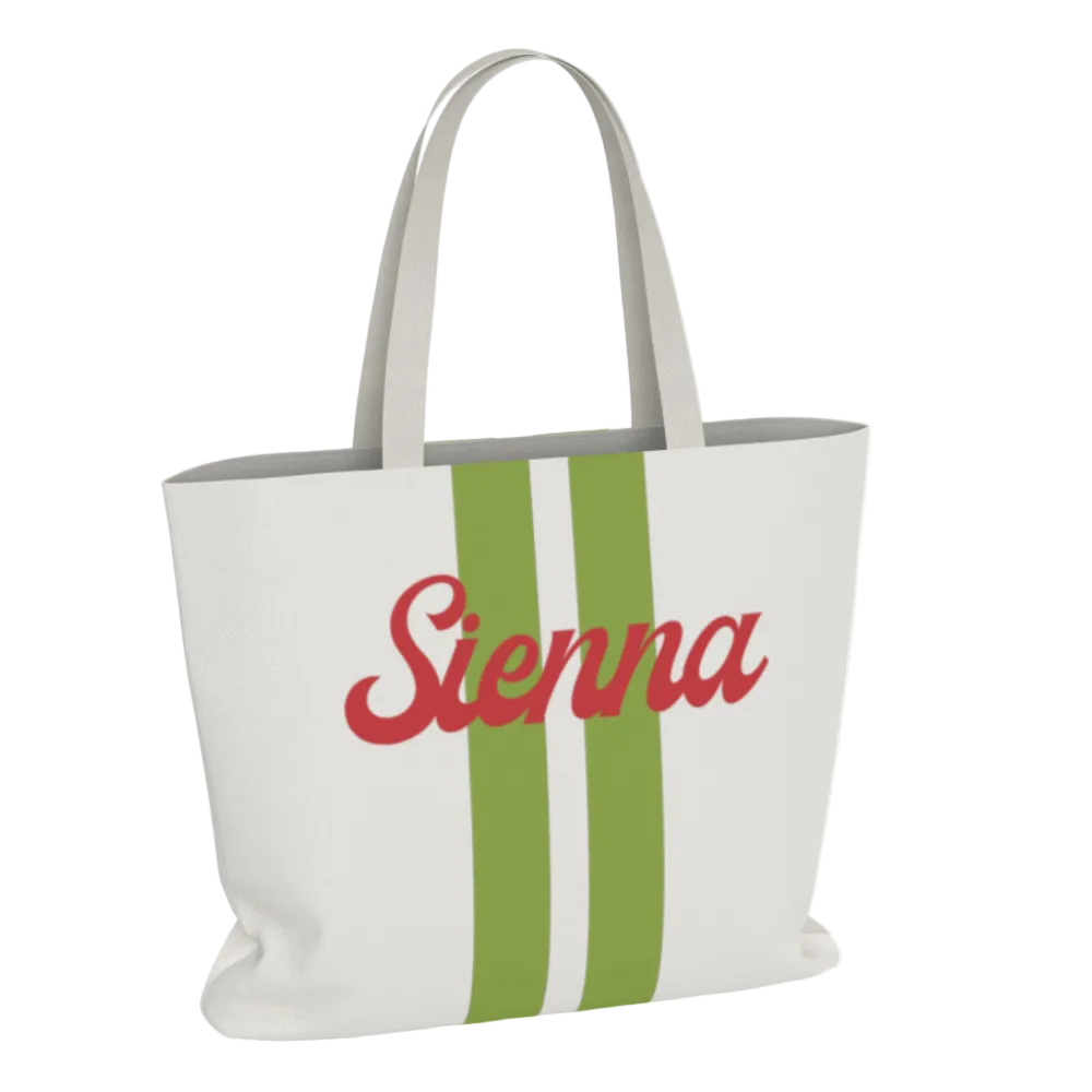 Alpha Chi Omega Personalized Stripe Tote Bag - Ivy Society