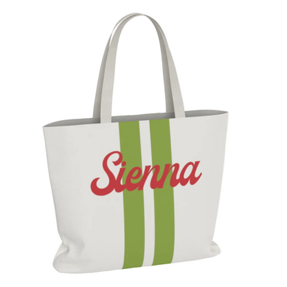 Alpha Chi Omega Personalized Stripe Tote Bag - Ivy Society