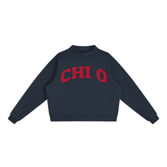 Chi Omega Red Mock Neck Sweatshirt