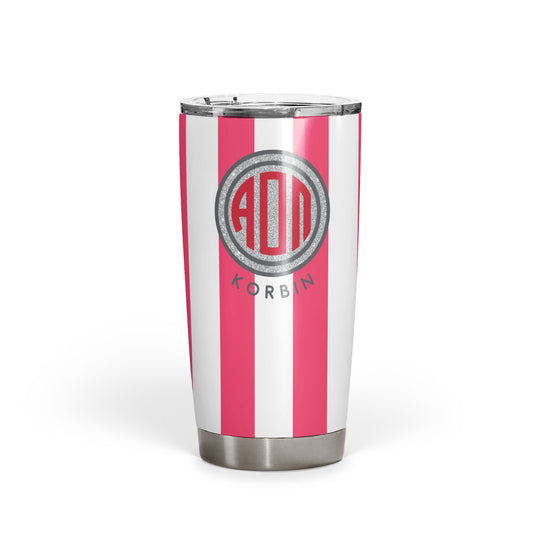 Alpha Omicron Pi Personalized Striped Tumbler - Ivy Society