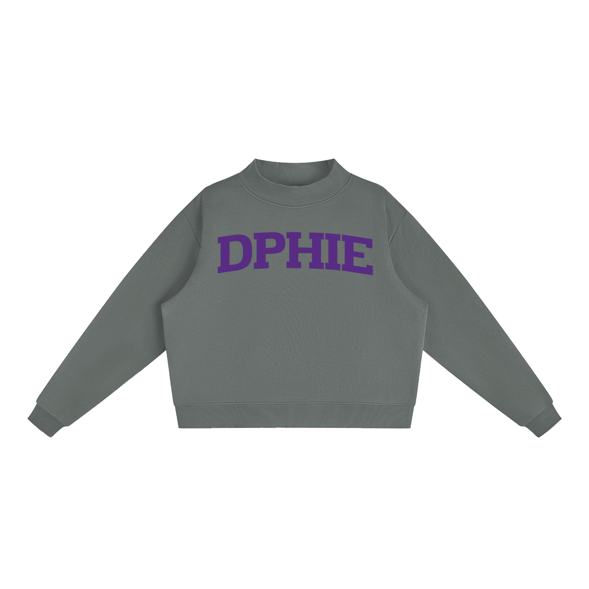 Delta Phi Epsilon Purple Letters Mock Neck Sweatshirt
