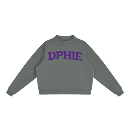 Delta Phi Epsilon Purple Letters Mock Neck Sweatshirt