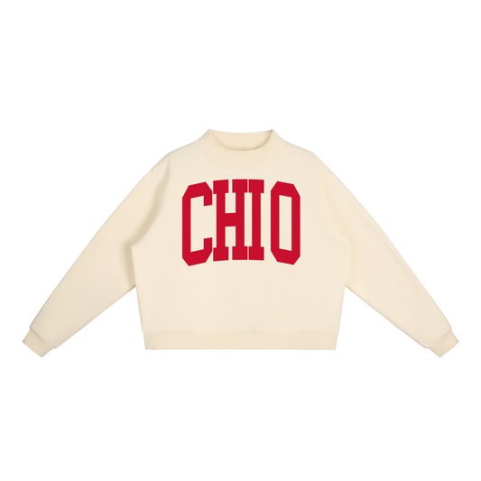 Chi Omega Big Mock Neck Sweatshirt - Ivy Society