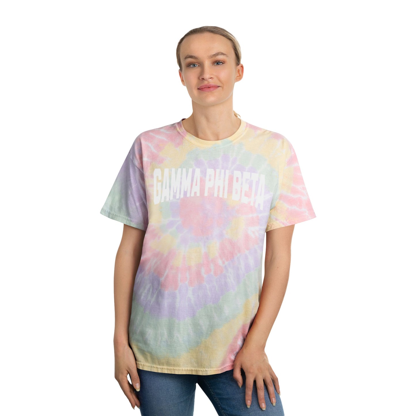 Gamma Phi Beta Tie-Dye Tshirt, sorority tshirt, sorority merch, Gamma Phi Beta merch, Gamma Phi Beta gifts, sorority gifts