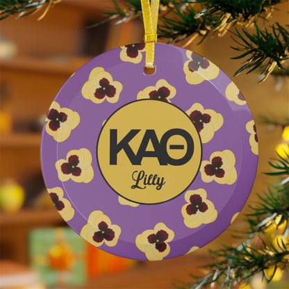 Kappa Alpha Theta Personalized Glass Ornament - Ivy Society