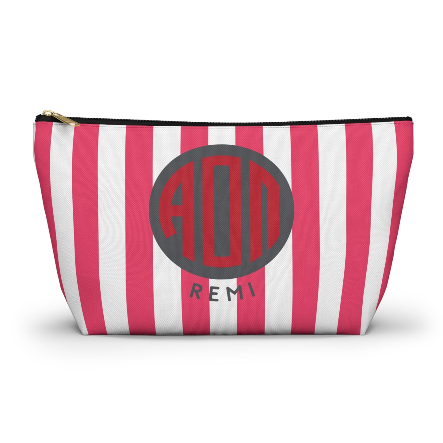 Alpha Omicron Pi Personalized Stripe Makeup Bag - Ivy Society