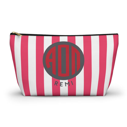 Alpha Omicron Pi Personalized Stripe Makeup Bag - Ivy Society