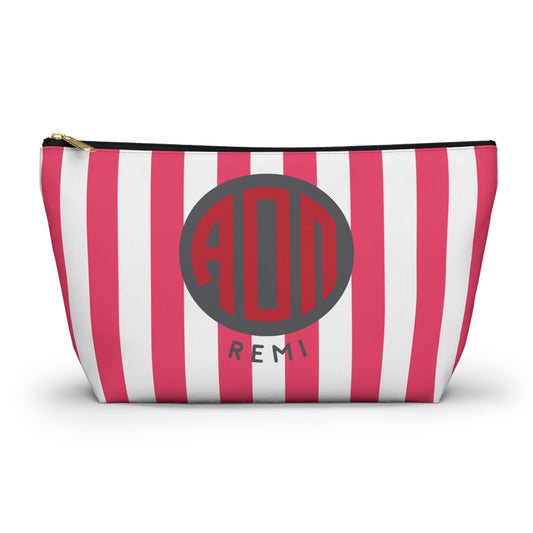 Alpha Omicron Pi Personalized Stripe Makeup Bag - Ivy Society