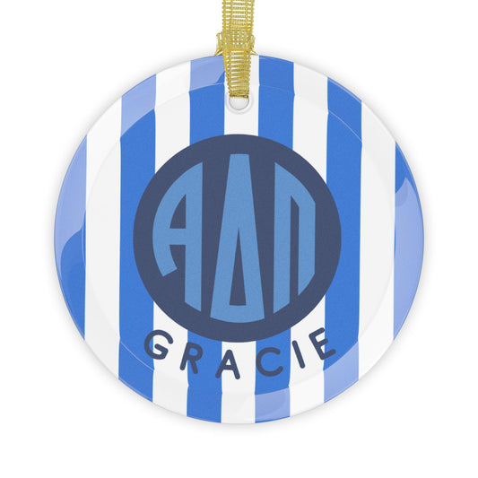 Alpha Delta Pi Personalized Stripe Ornament - Ivy Society
