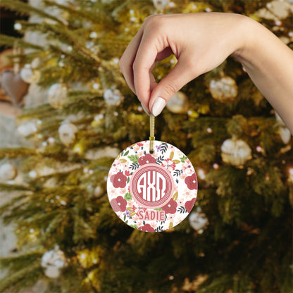 Alpha Chi Omega Personalized Floral Ornament - Ivy Society