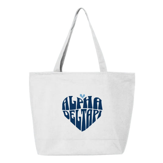 Alpha Delta Pi Heart Zippered Tote Bag