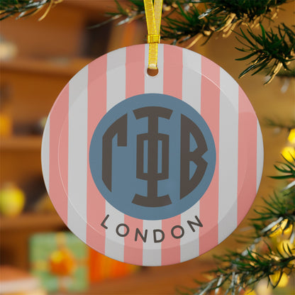 Gamma Phi Beta Personalized Stripe Glass Ornament - Ivy Society