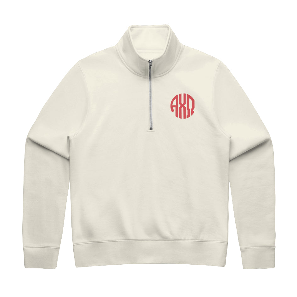 Alpha Chi Omega Embroidered Monogram Half Zip Sweatshirt