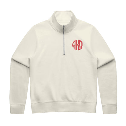 Alpha Chi Omega Embroidered Monogram Half Zip Sweatshirt