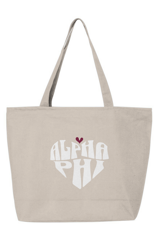 Alpha Phi Heart Zippered Tote