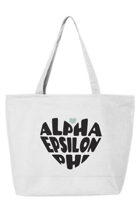 Alpha Epsilon Phi Heart Zippered Tote Bag