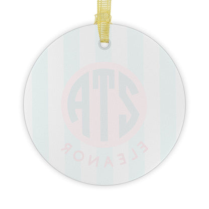 Zeta Tau Alpha Personalized Stripe Glass Ornament - Ivy Society