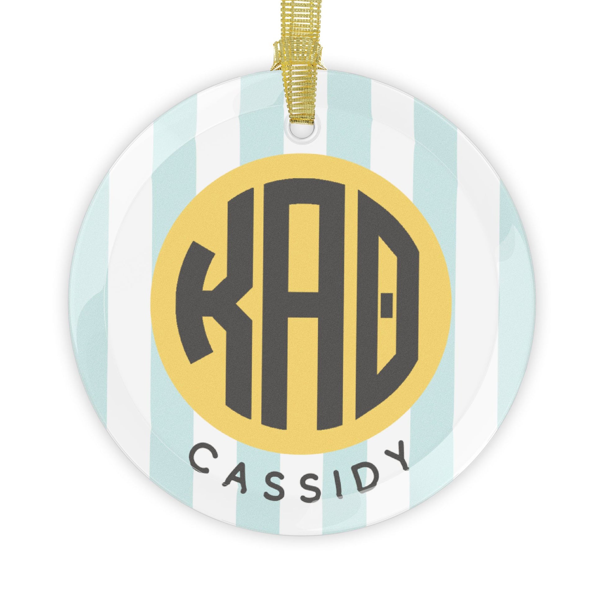 Kappa Alpha Theta Personalized Stripe Glass Ornaments - Ivy Society