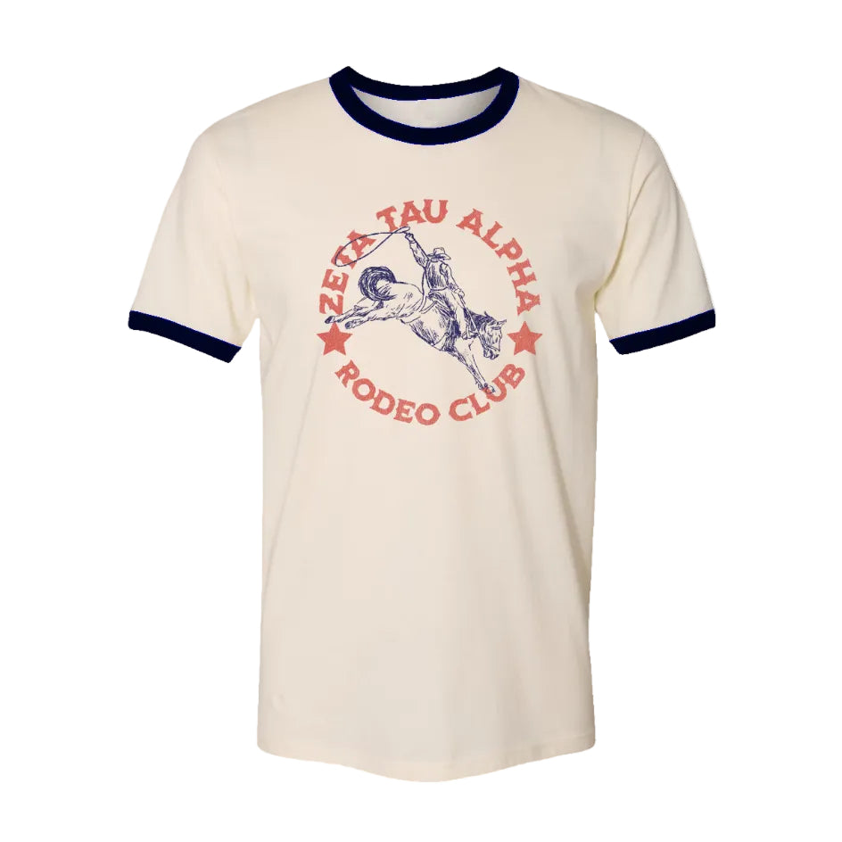 Zeta Tau Alpha Rodeo Ringer T Shirt