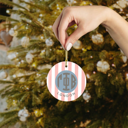 Gamma Phi Beta Personalized Stripe Glass Ornament - Ivy Society