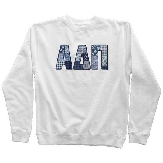 Alpha Delta Pi Faux Patchwork Sweatshirt