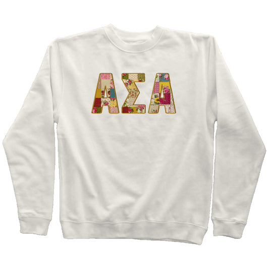Alpha Sigma Alpha Faux Patchwork Sweatshirt