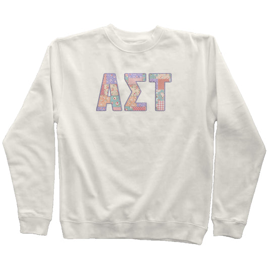 Alpha Sigma Tau Faux Patchwork Sweatshirt