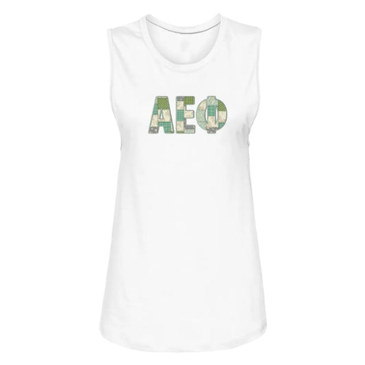 Alpha Epsilon Phi Faux Patchwork Tank Top