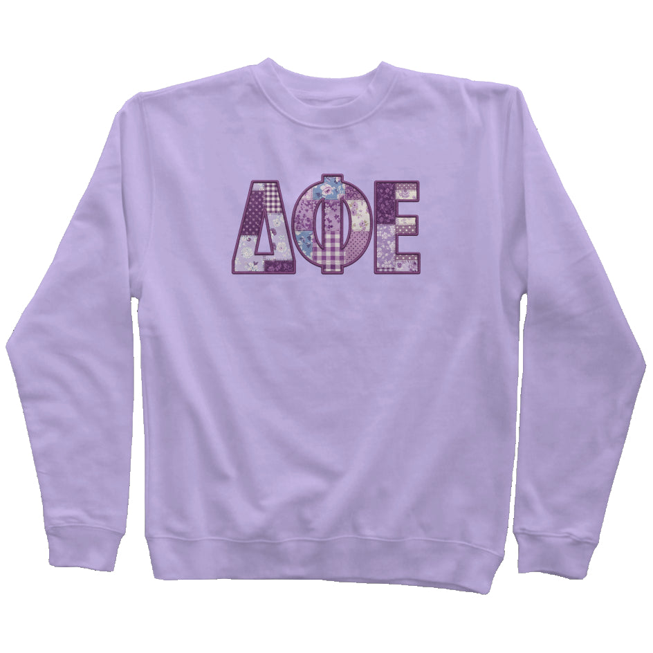 Delta Phi Epsilon Faux Patchwork Sweatshirt