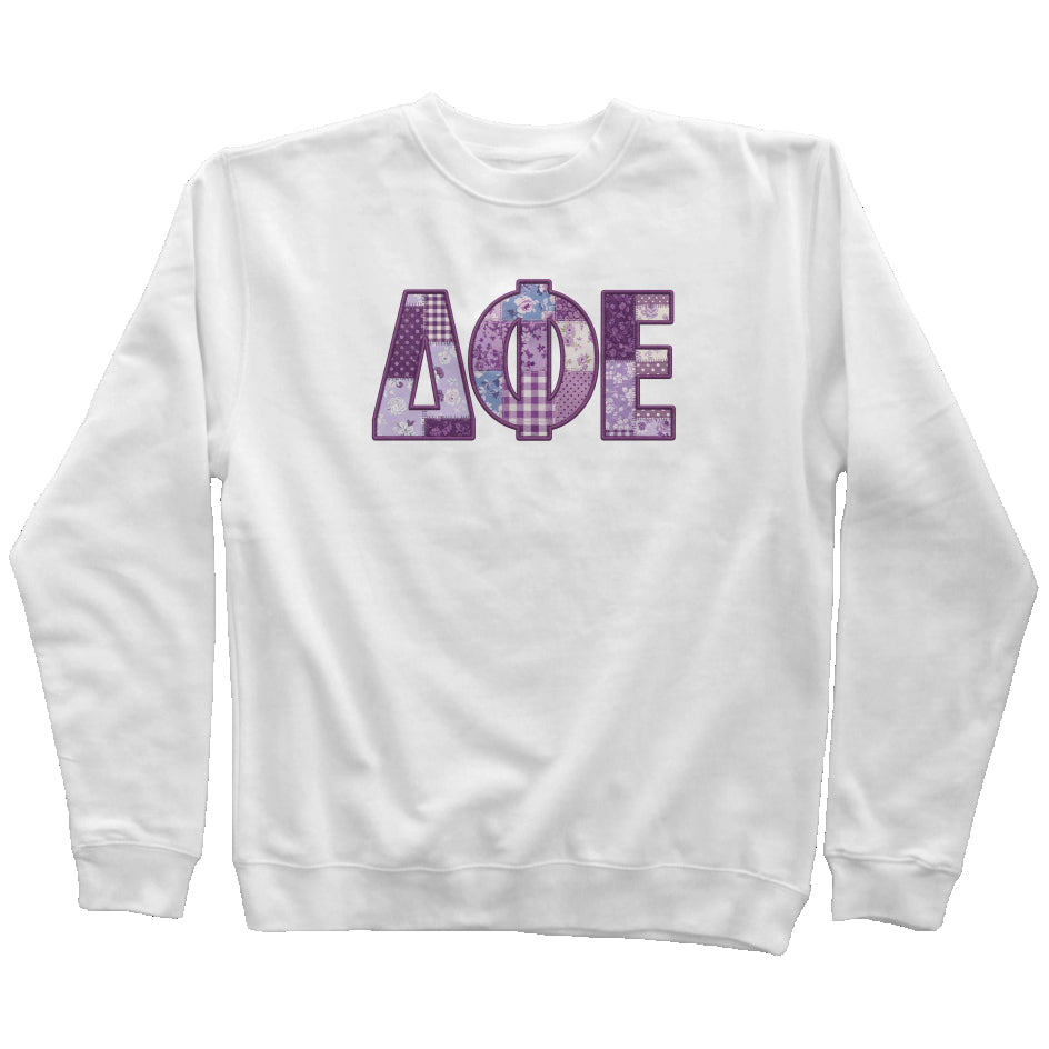 Delta Phi Epsilon Faux Patchwork Sweatshirt