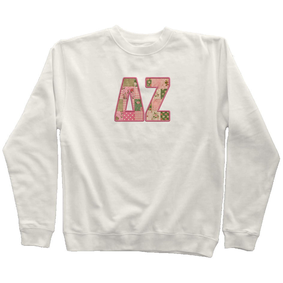 Delta Zeta Faux Patchwork Sweatshirt
