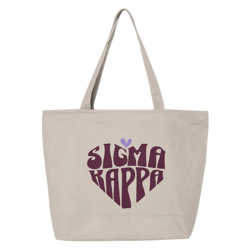 Sigma Kappa Heart Zippered Tote