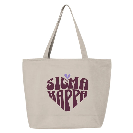 Sigma Kappa Heart Zippered Tote