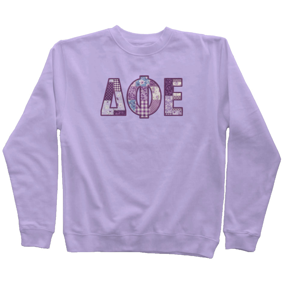 Delta Phi Epsilon Faux Patchwork Sweatshirt