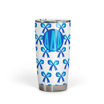 Tri Delta Monogram Bow Tumbler - Ivy Society