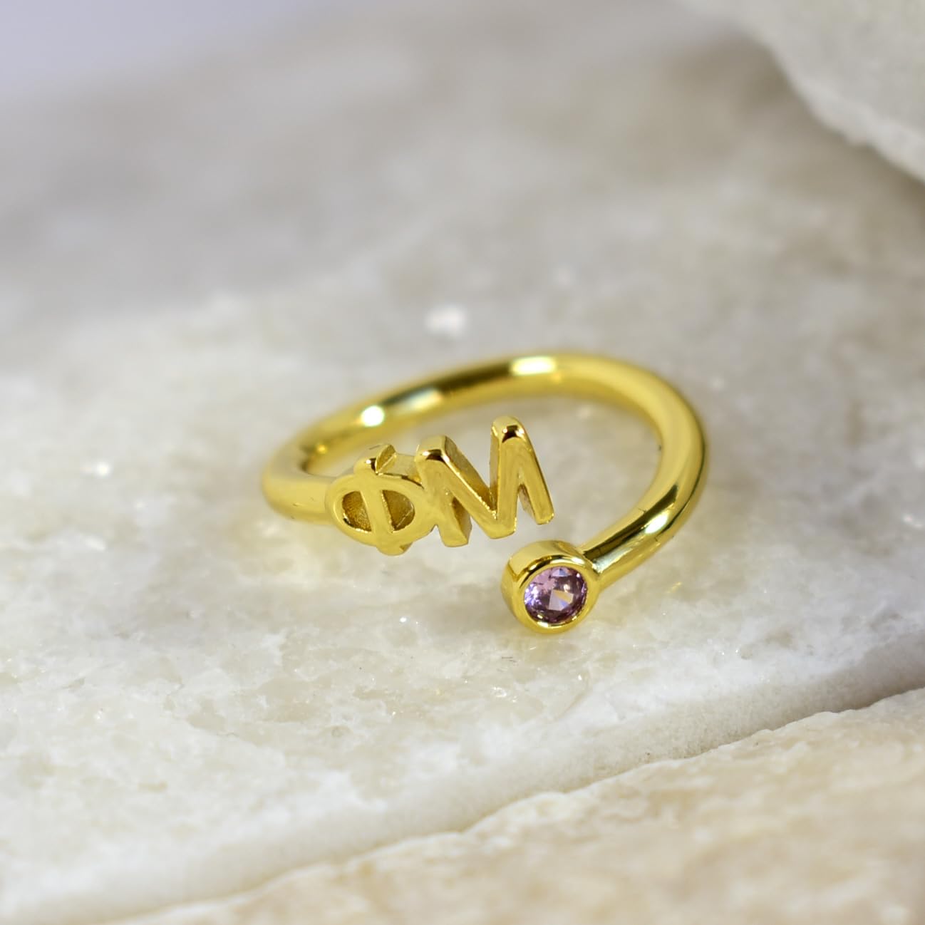 Phi Mu Gemstone Ring