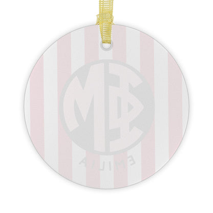 Phi Mu Personalized Stripe Glass Ornament - Ivy Society