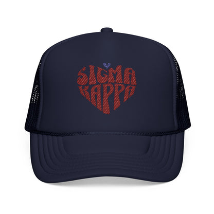 Embroidered Sigma Kappa Heart Trucker Hat - Ivy Society