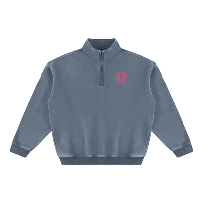 Alpha Omicron Pi Round Monogram Quarter Zip Sweatshirt