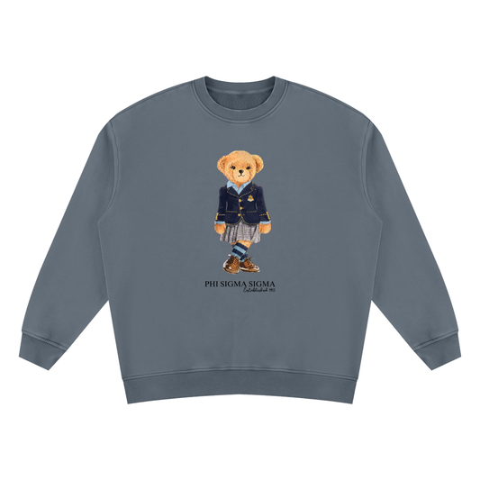Phi Sigma Sigma Sorority Bear Vintage Wash Sweatshirt - Ivy Society