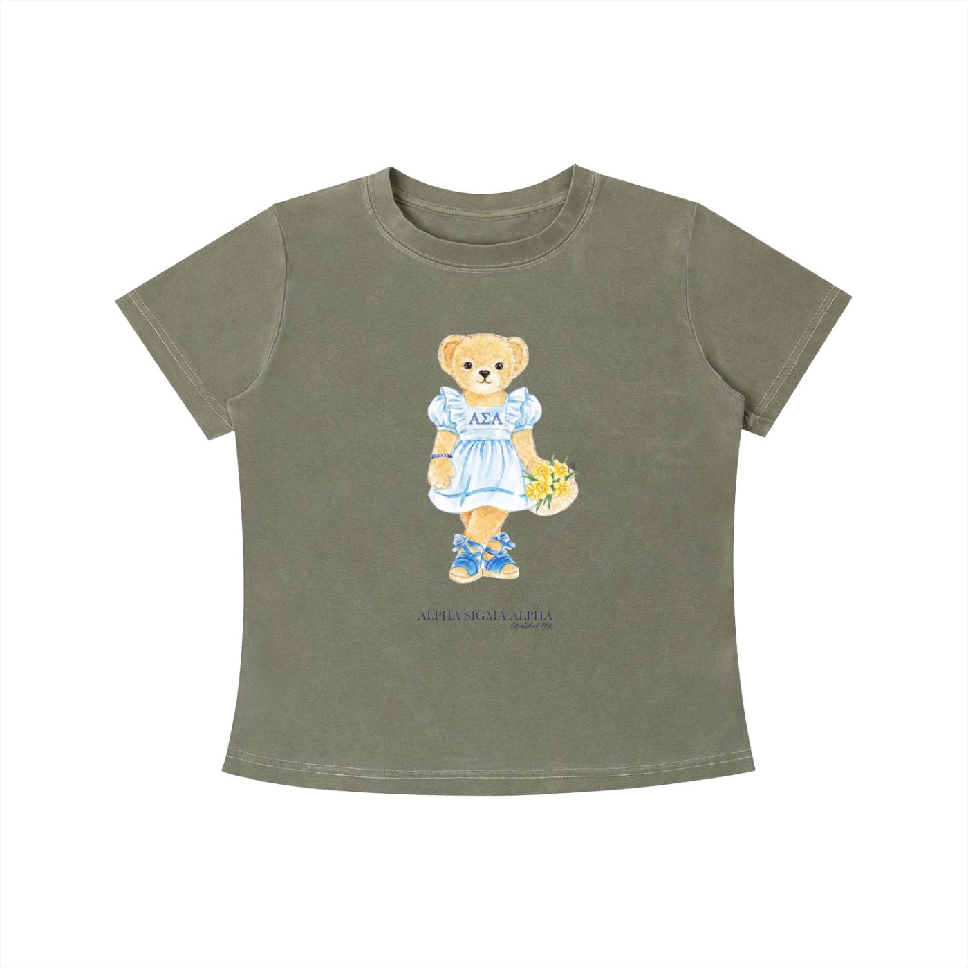 Alpha Sigma Alpha Flower Bear T Shirt