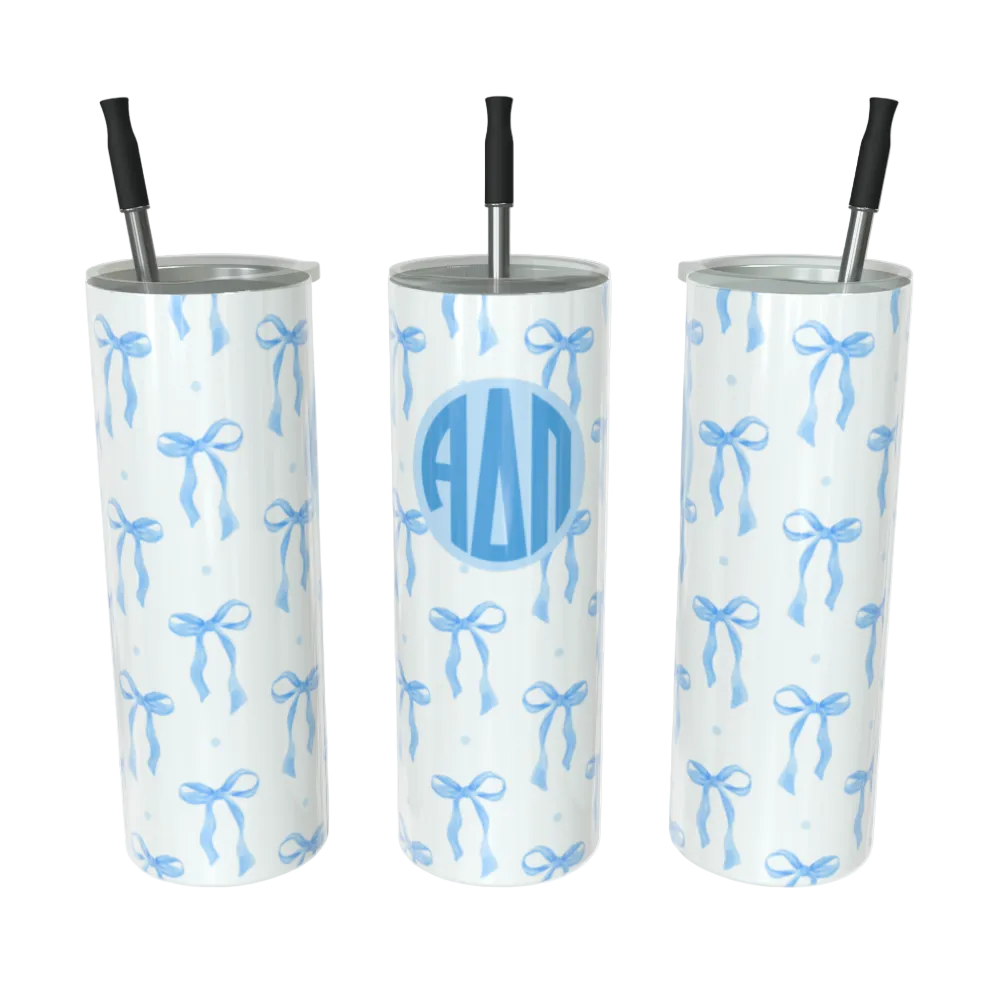 Alpha Delta Pi Monogram Bow Skinny Tumbler - Ivy Society